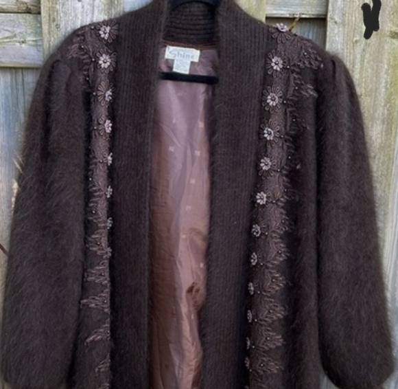 Vintage Angora Beaded Duster Cardigan • Dark Academia Romantic Goth - Picture 10 of 10